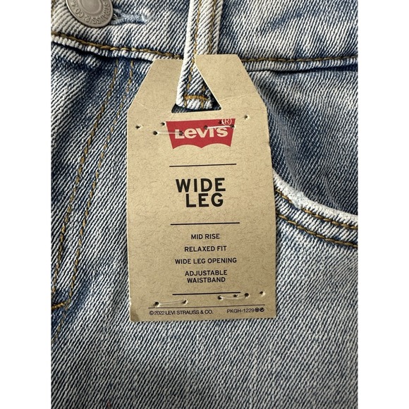 New Levi's Wide Leg Denim Jeans Girls Size 14 Blue Denim Classic Distressed - Picture 6 of 8